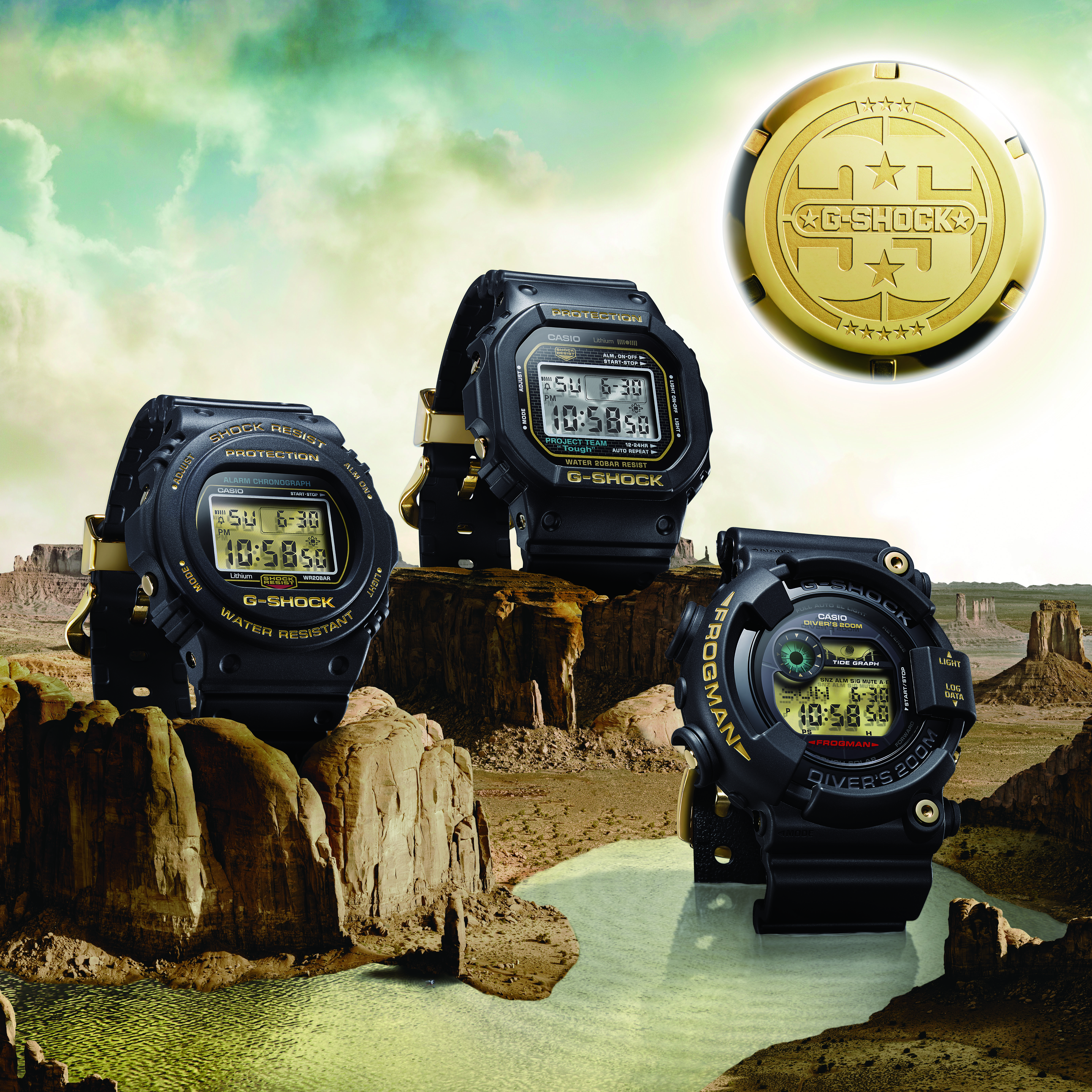 G-SHOCK Special 35th Anniversary Origin Gold Collection DW-5035D-1BJR, DW-5735D-1BJR, GF-8235D-1BJR will be released!!