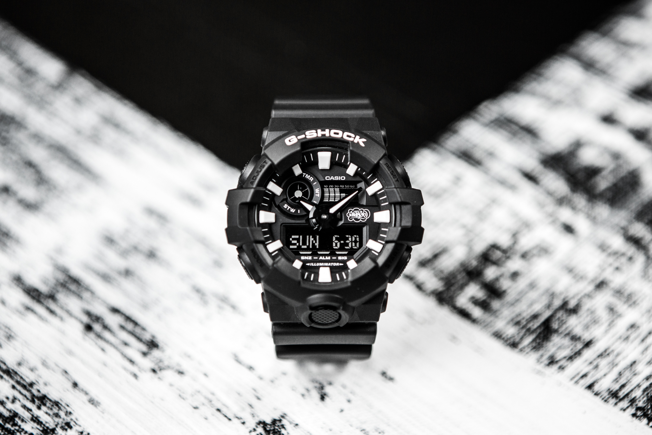 g shock black and white