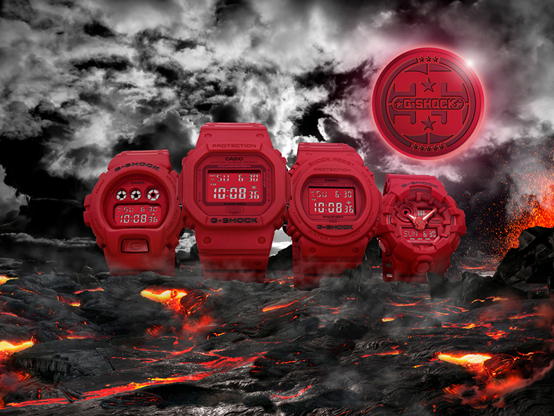 casio red digital watch